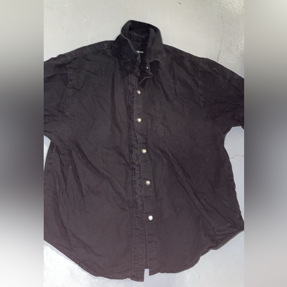 Aritizia Denim Forum Men's Short Sleeved Black Button-Up Shirt Size XS